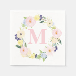 Servilleta De Papel Nápoles Bodas de unograma floral primavera