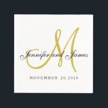 Servilleta De Papel Nápoles clásicas de papel monográfico de oro negro<br><div class="desc">Clásicas toallas de papel de Boda en monograma negro y blanco y oro para bodas y aniversarios. Diseño de Elke Clarke ©. Disponible en www/zazzle.com/monogramgallery*. Fuentes de script elegantes. Personalizar con sus nombres de novia y novio,  fecha boda y colores bodas.</div>