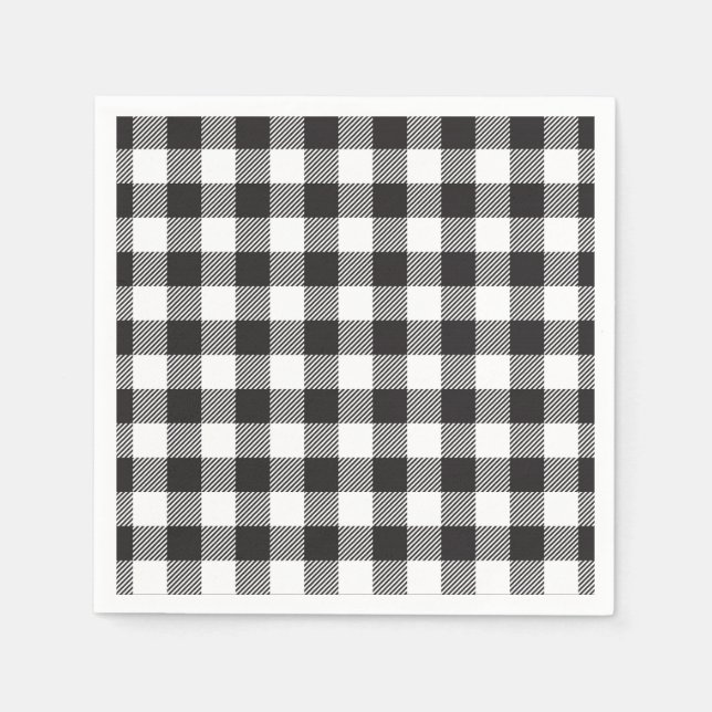 Servilleta De Papel Nápoles con manchas de búfalo en blanco y negro (Anverso)
