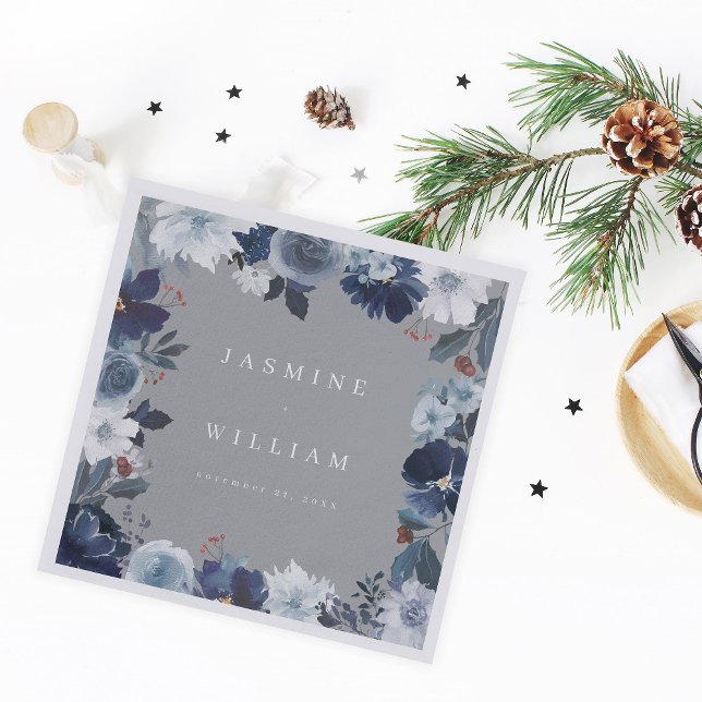 Servilleta De Papel Nápoles con nombre floral azul y naval - Gris (Subido por el creador)