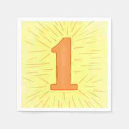 Servilleta De Papel Nápoles de cumpleaños amarillos número uno