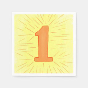 Servilleta De Papel Nápoles de cumpleaños amarillos número uno