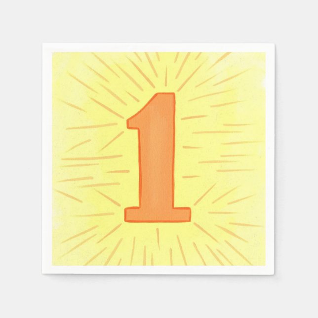 Servilleta De Papel Nápoles de cumpleaños amarillos número uno (Anverso)