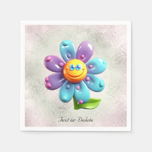 Servilleta De Papel Nápoles de flores azules moradas amarillas