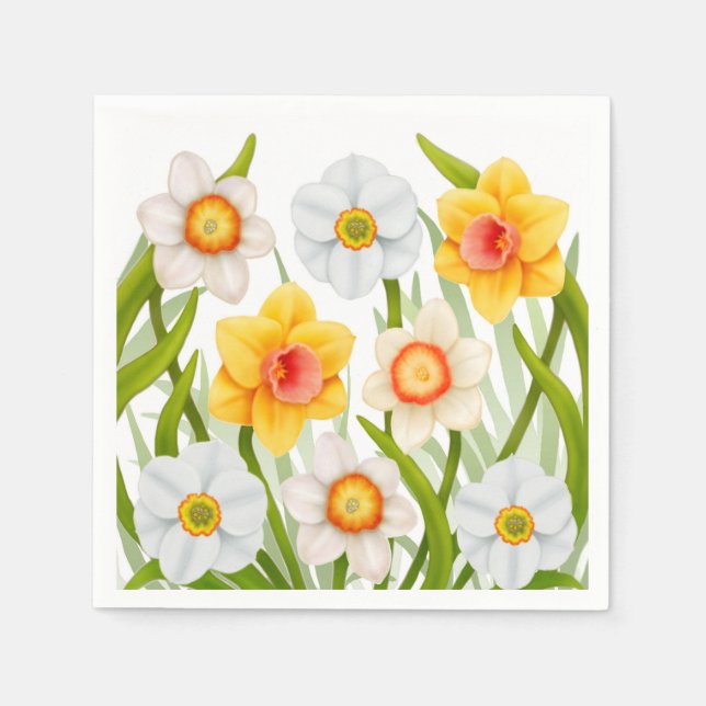 Servilleta De Papel Nápoles de flores de Daffodil primavera (Anverso)