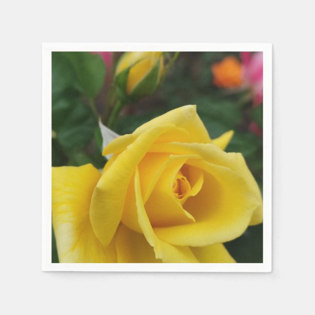 Servilleta De Papel Nápoles de flores de rosa amarillo (Anverso)