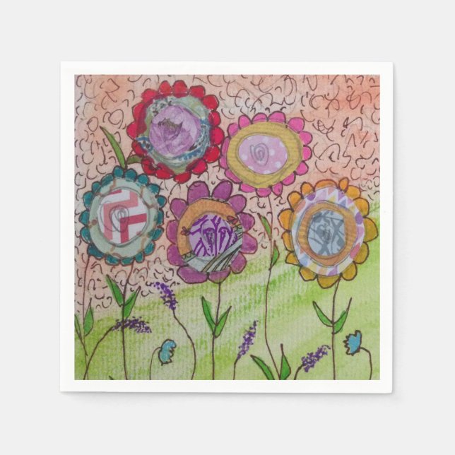 Servilleta De Papel Nápoles de flores grandes (Anverso)