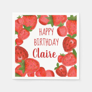 Servilleta De Papel Nápoles de fresa acuarela