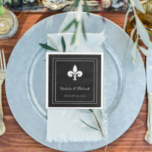Servilleta De Papel Nápoles de papel Boda de Black Fleur de Lis