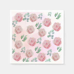 Servilleta De Papel Nápoles de papel de flores rosadas