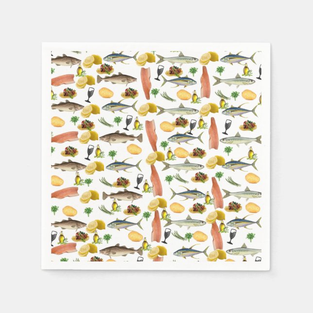 Servilleta De Papel Nápoles de papel de pescado (Anverso)