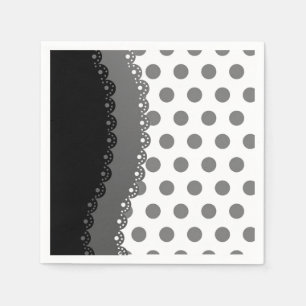 Servilleta De Papel Nápoles de papel de punto de polka negro y gris