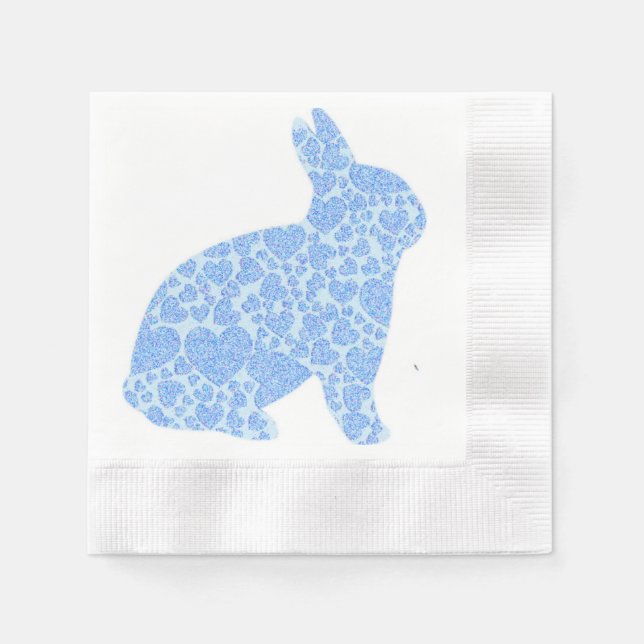 Servilleta De Papel Nápoles de papel desechable de Bunny azul (Anverso)