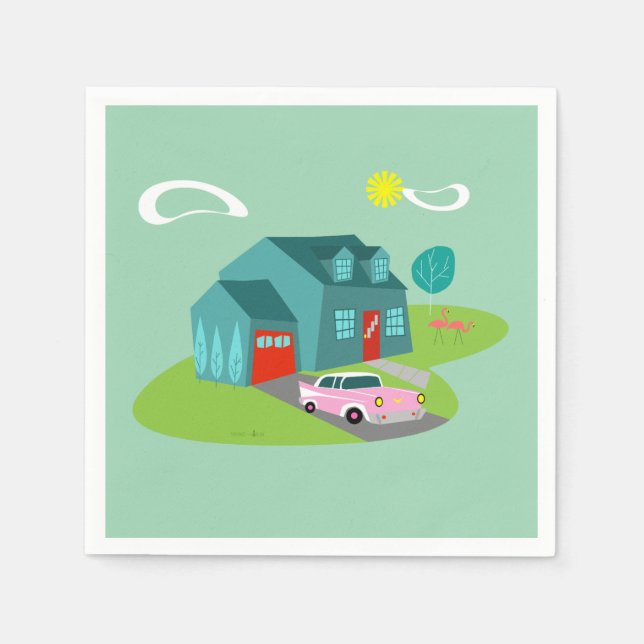 Servilleta De Papel Nápoles de papel para casas suburbanas retro (Anverso)