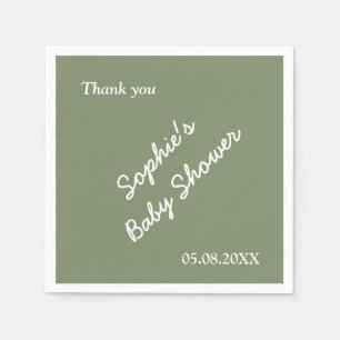 Servilleta De Papel Nápoles del Libro Verde Minimalista de Baby Shower