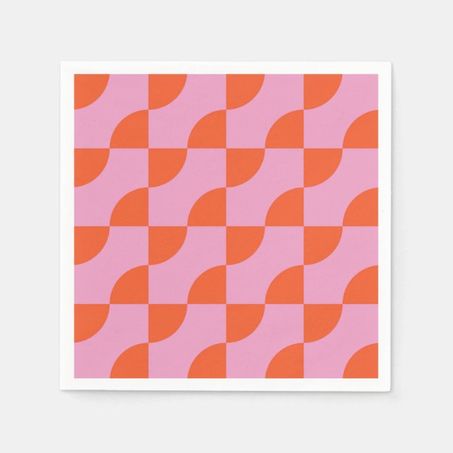 Servilleta De Papel Naranja abstracto de mediados de siglo semicírculo (Anverso)