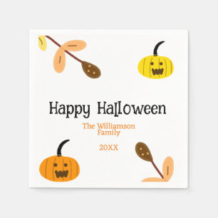 Servilleta De Papel Naranja amarillo otoño feliz halloween agregar fam