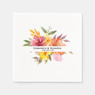 Servilleta De Papel Naranja amarillo romántico Boda floral