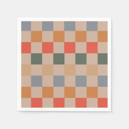 Servilleta De Papel Naranja azul beige Brown Checkered Gingham Pattern