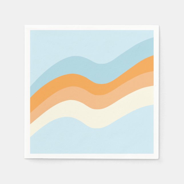 Servilleta De Papel Naranja azul Groovy Retro Vibes (Anverso)