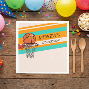 Servilleta De Papel Naranja Baloncesto Hoop Kids Fiesta de cumpleaños