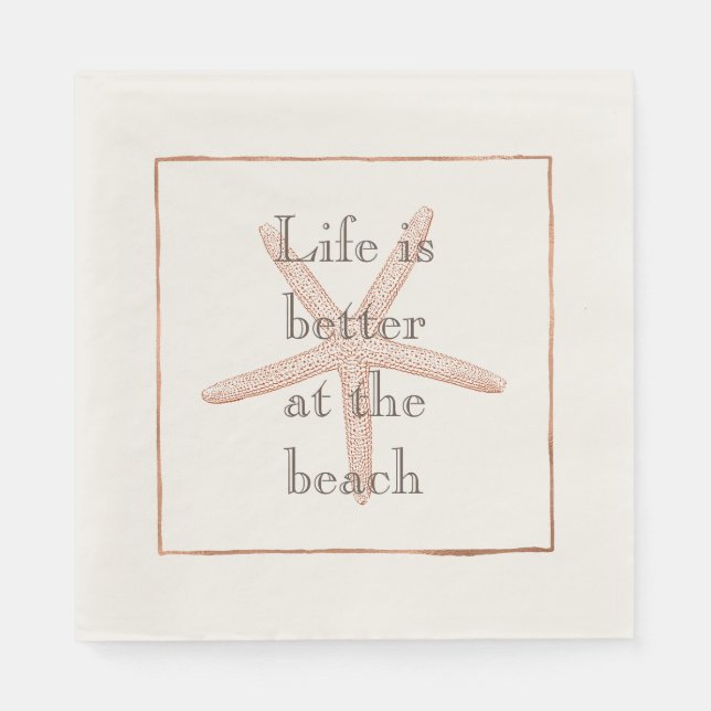 Servilleta De Papel Naranja Beach Starfish (Anverso)