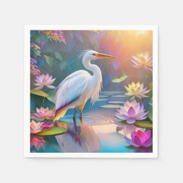 Servilleta De Papel Naranja Billing White Heron Fantasy Bird