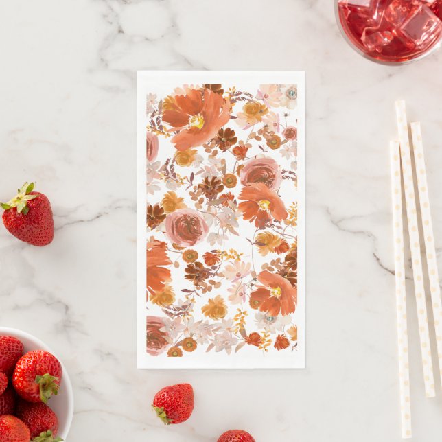 Servilleta De Papel Naranja blanco Abundancia floral Boda de Bouquet (In situ)