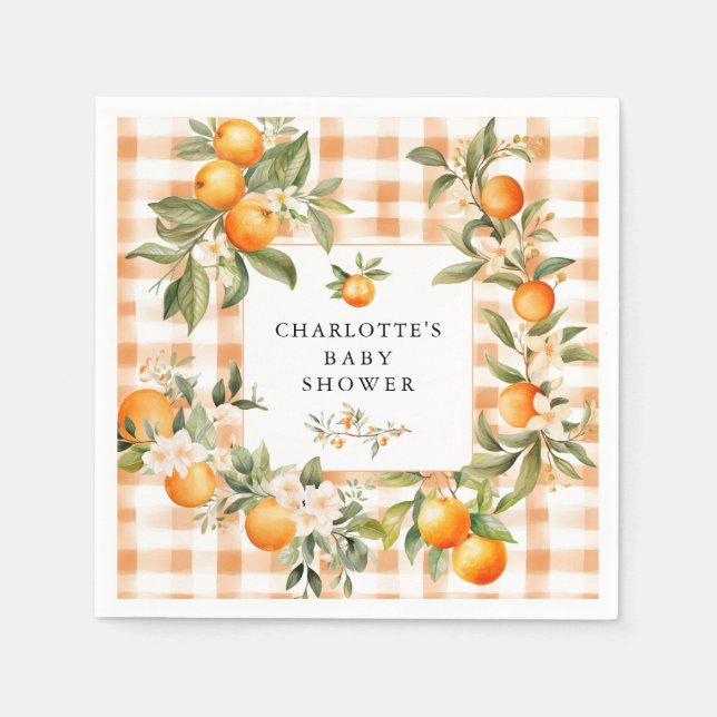 Servilleta De Papel Naranja Blossom Bliss Little Cutie Baby Shower (Anverso)