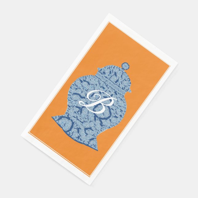 Servilleta De Papel Naranja Blue Jar Ginger Jars Mosaic (Esquina)