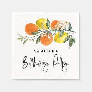 Servilleta De Papel Naranja botánico y fiesta de cumpleaños de verano 