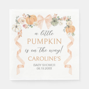 Servilleta De Papel Naranja Bow Pumpkin Baby Shower
