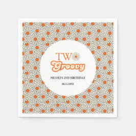 Servilleta De Papel Naranja brillante Daisy Floral Groovy Segundo cump