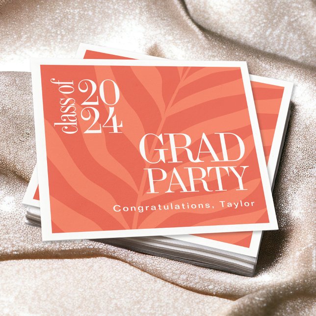 Servilleta De Papel Naranja brillante Fiesta simple de calificaciones  (Celebrate the graduate with stylish party products!)