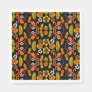 Servilleta De Papel Naranja brillante Floral Tropical Patterado