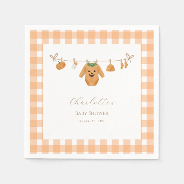 Servilleta De Papel Naranja Calabaza Baby Shower Napkins (Anverso)