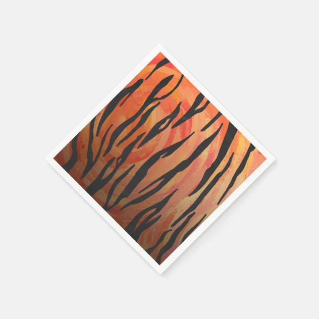 Servilleta De Papel Naranja caliente tigre e impresión en negro (Borde)