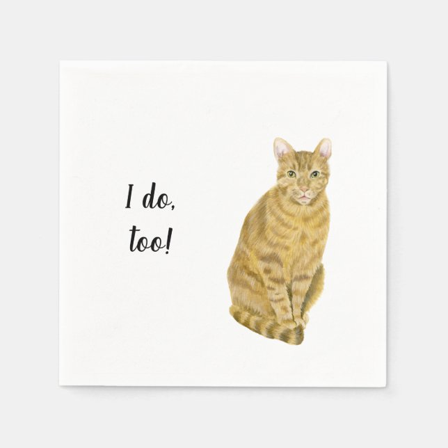 Servilleta De Papel Naranja Cat Personalizado Cocktail Napkin (Anverso)