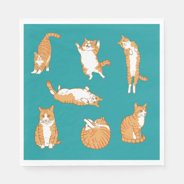 Servilleta De Papel Naranja Cats Funny (Anverso)