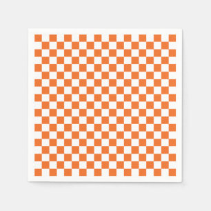 Servilleta De Papel Naranja Checkerboard