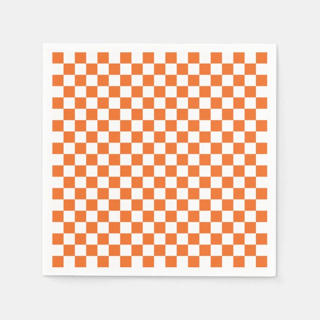 Servilleta De Papel Naranja Checkerboard (Anverso)