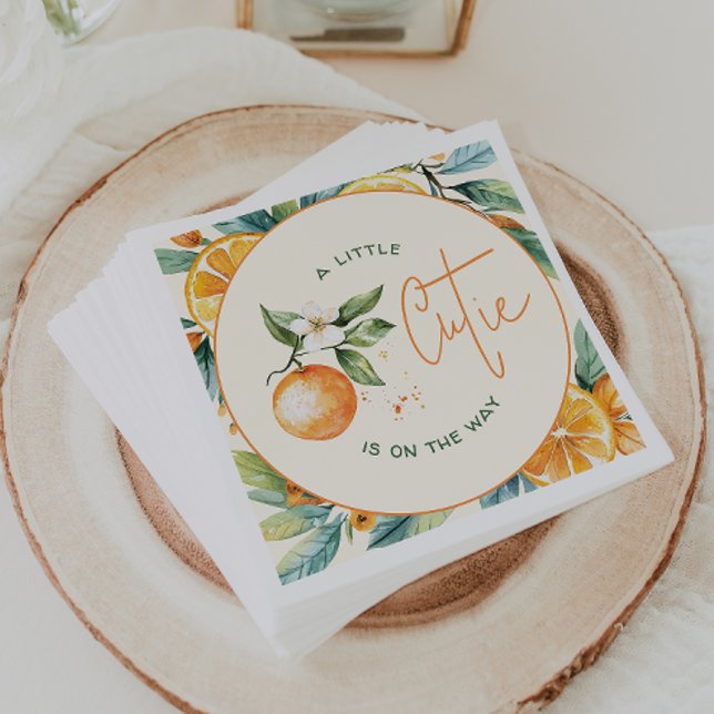 Servilleta De Papel Naranja Citrus Cutie | Baby Shower Napkins (Subido por el creador)