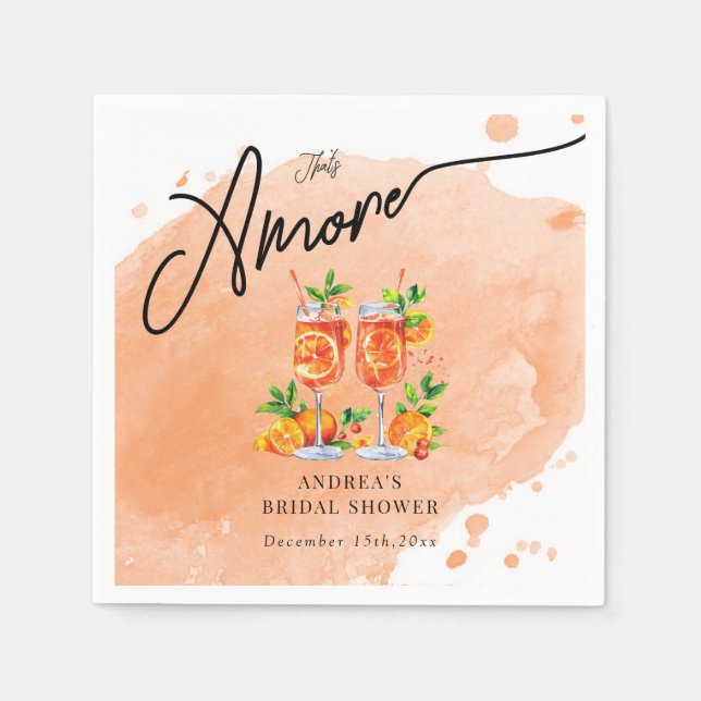Servilleta De Papel Naranja Citrus Watercolor Bridal Shower (Anverso)