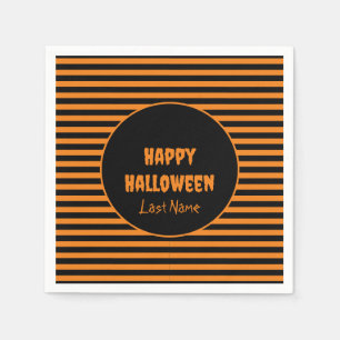Servilleta De Papel Naranja clásico de Halloween y rayas negras