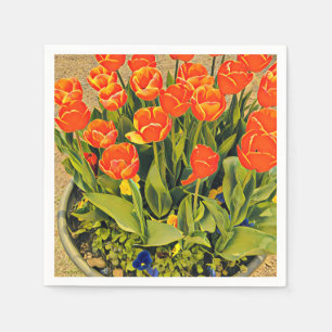Servilleta De Papel Naranja colorido de tulipanes modernos
