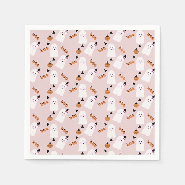 Servilleta De Papel Naranja Confetti Ghoul Ghoul de Halloween (Anverso)