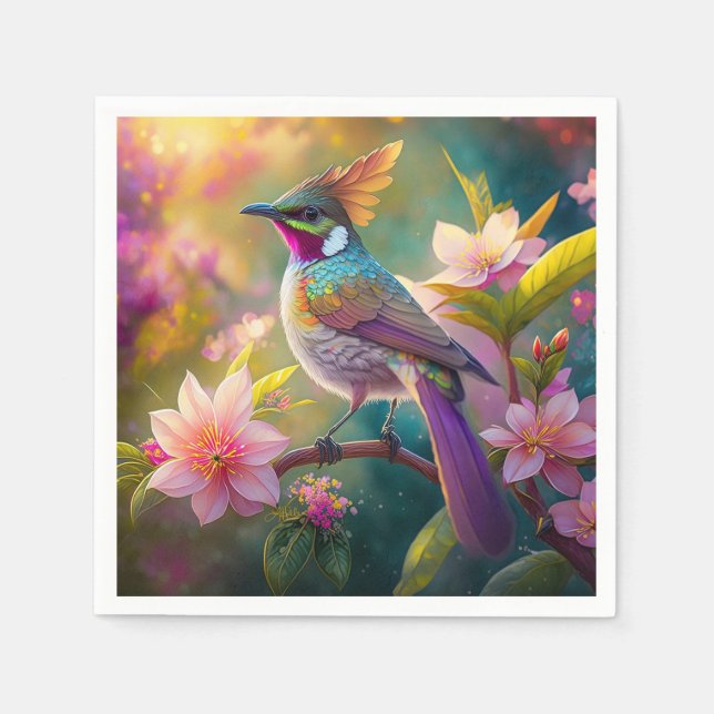 Servilleta De Papel Naranja Creste Arco Iris Jay Fantasy Bird (Anverso)