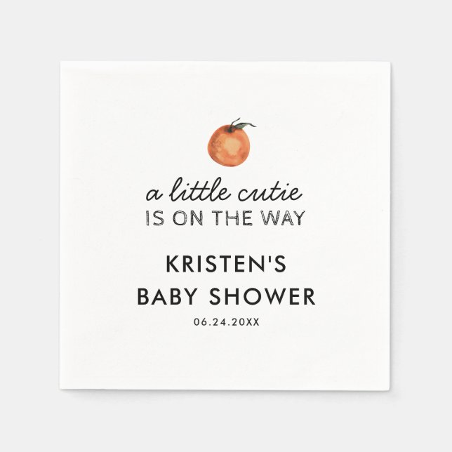 Servilleta De Papel Naranja Cutie Clementine Baby Shower Napkins (Anverso)