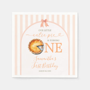 Servilleta De Papel Naranja Cutie Pie Gingham Primer Cumpleaños