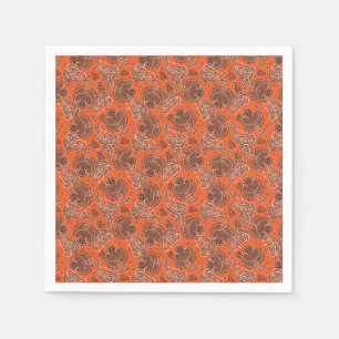 Servilleta De Papel Naranja damasco de flores étnicas orientadas